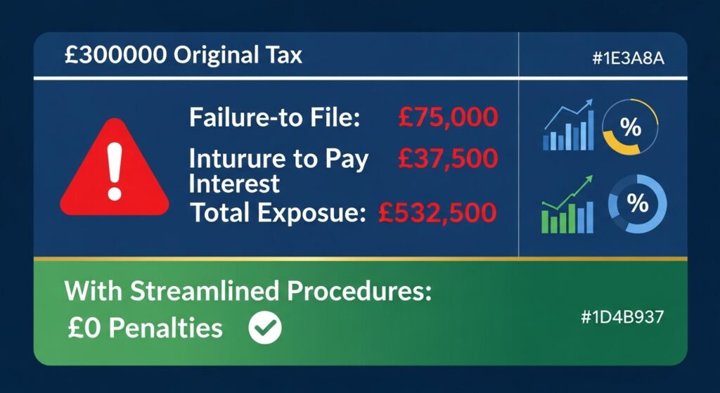 Five-phase timeline showing how years of unfiled tax returns can be resolved through a structured compliance process