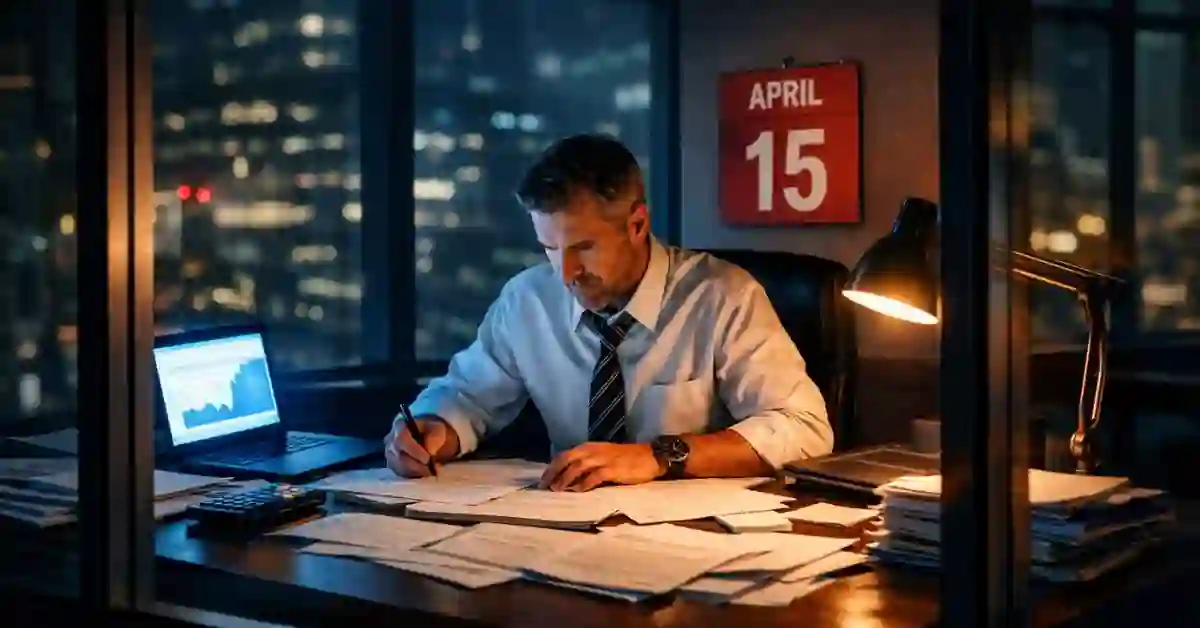 Professional accountants reviewing annual corporate filing requirements