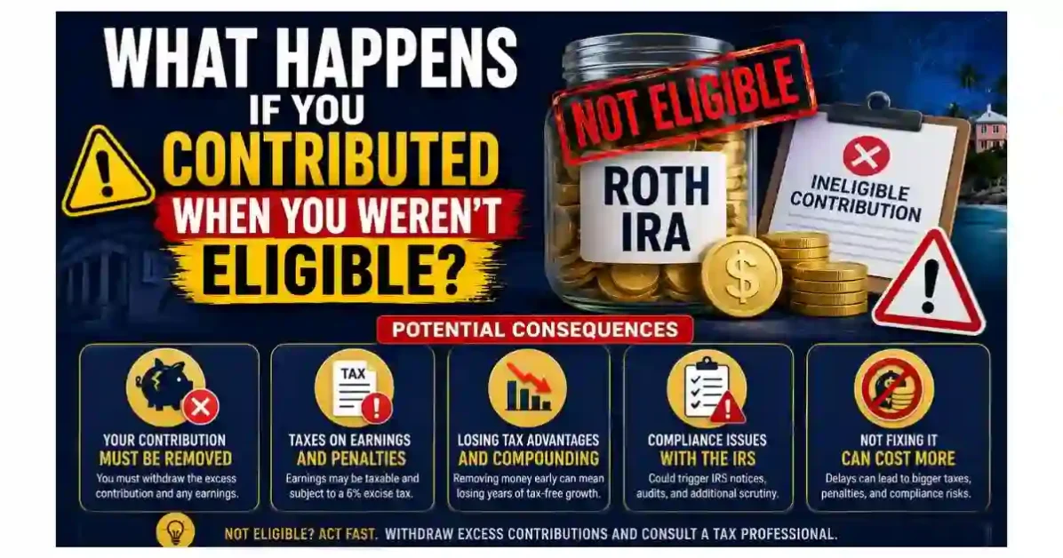 Consequences of making an ineligible Roth IRA contribution while living abroad