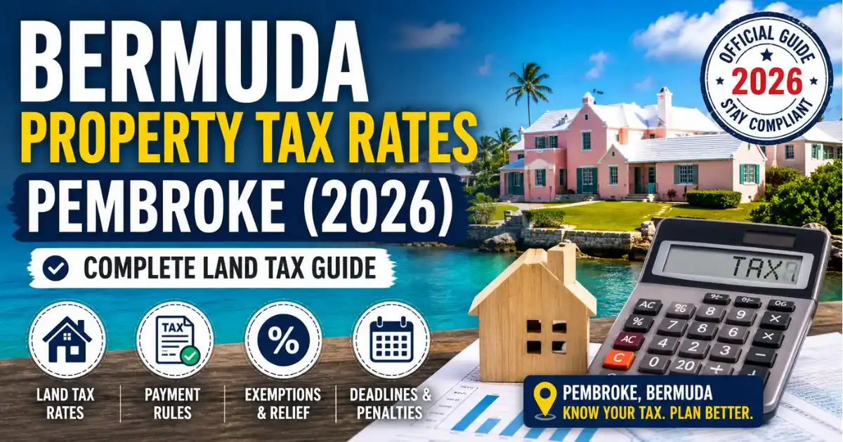Bermuda Property Tax Rates Pembroke 2026 guide showing Bermuda Land Tax, Annual Rental Value (ARV), and property tax planning.