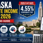 Nebraska Corporate Income Tax Rate 2026 showing the 4.55% flat corporate tax rate, Form 1120N filing, LB 754 tax reform, PTET election, and business tax compliance.